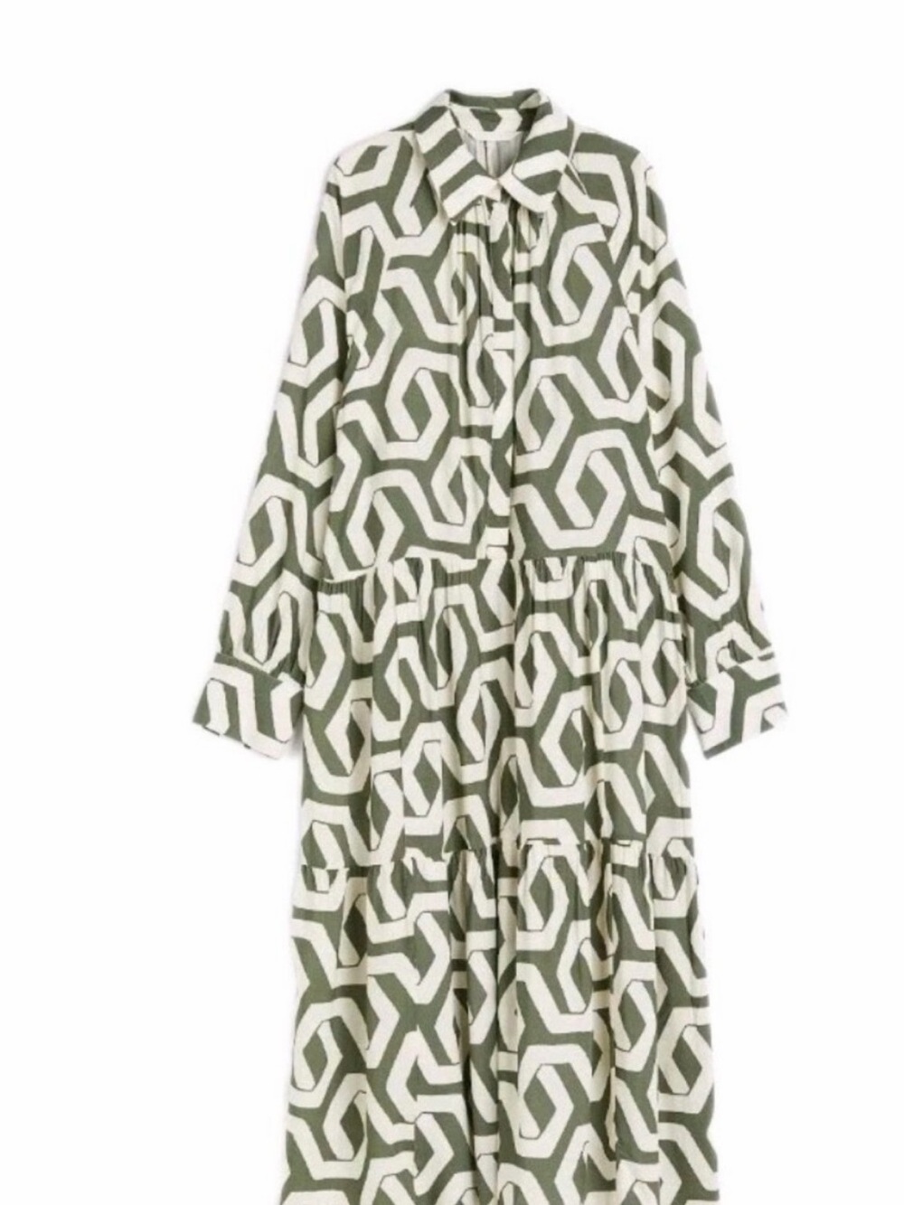 H&M Geometric Print Long Sleeve Shirt Dress